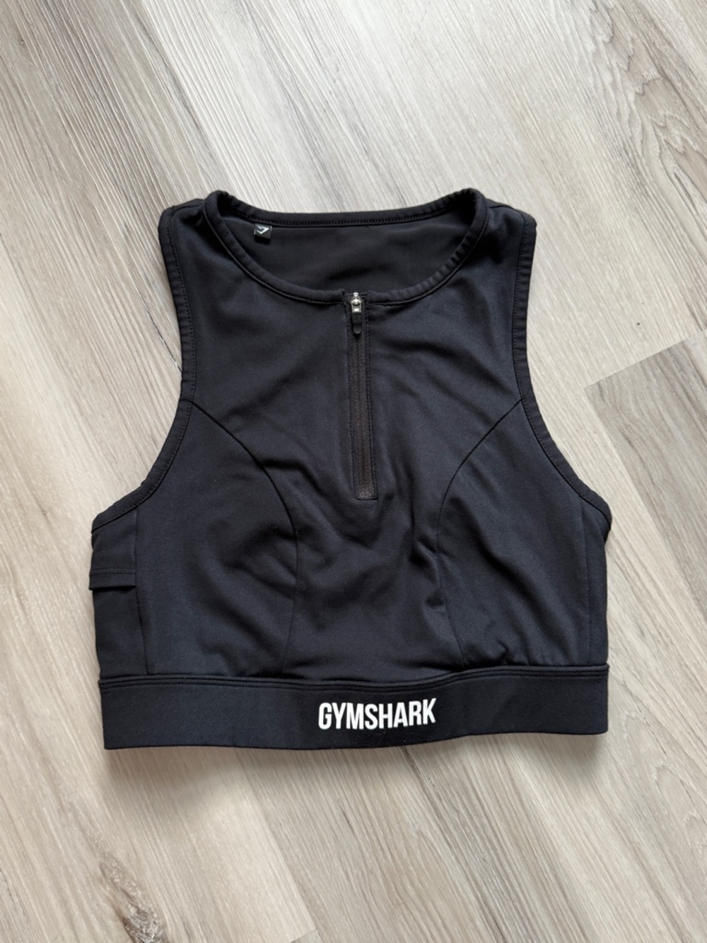 Gymshark Black Front-Zip Sport Crop Top